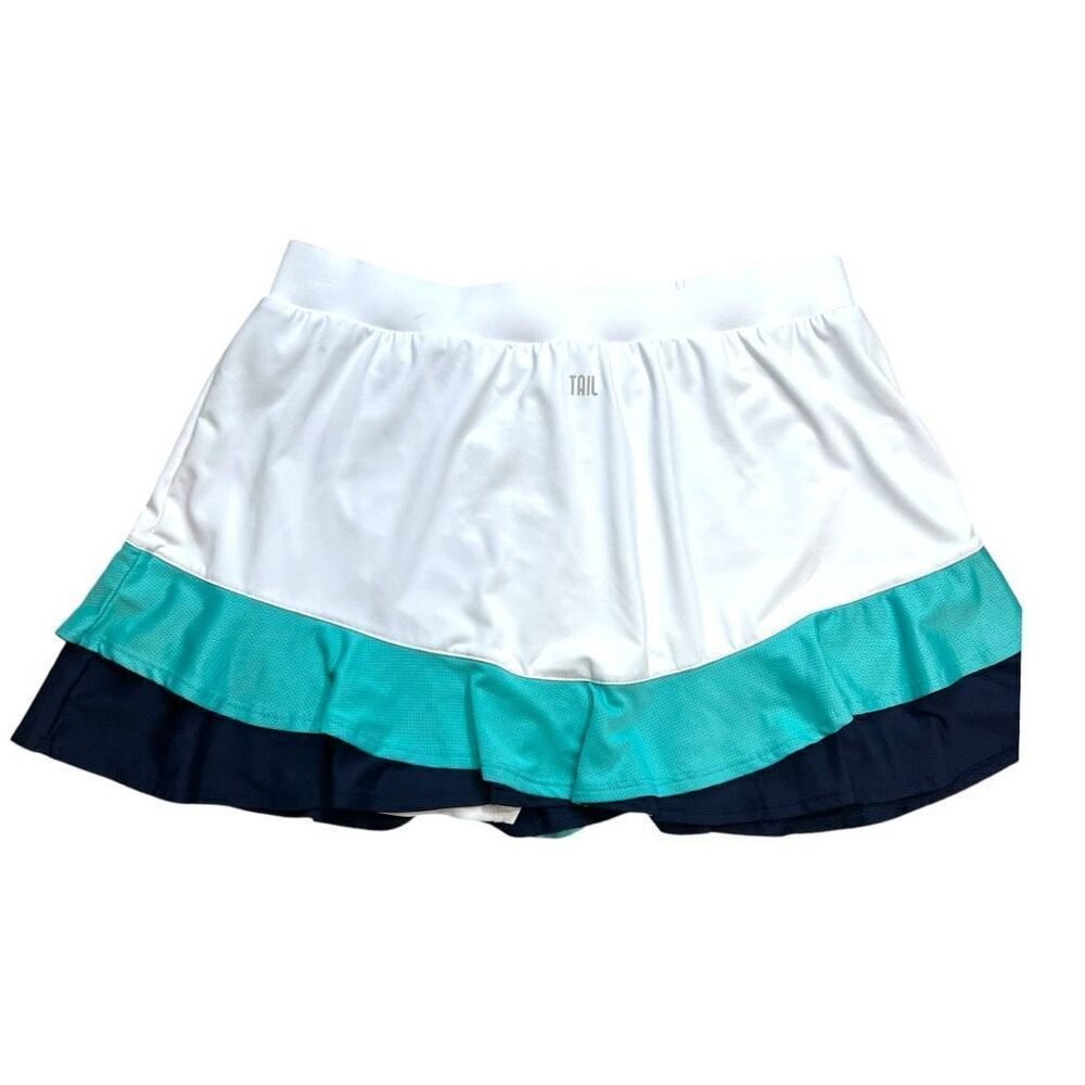 Tail Women's Double Tiered Ruffle Tennis Golf Skort Skirt White Navy Size Large - Picture 5 of 7